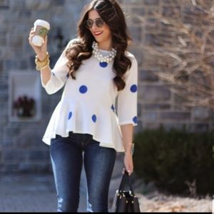ZARA Basic Polka dot Peplum Blouse